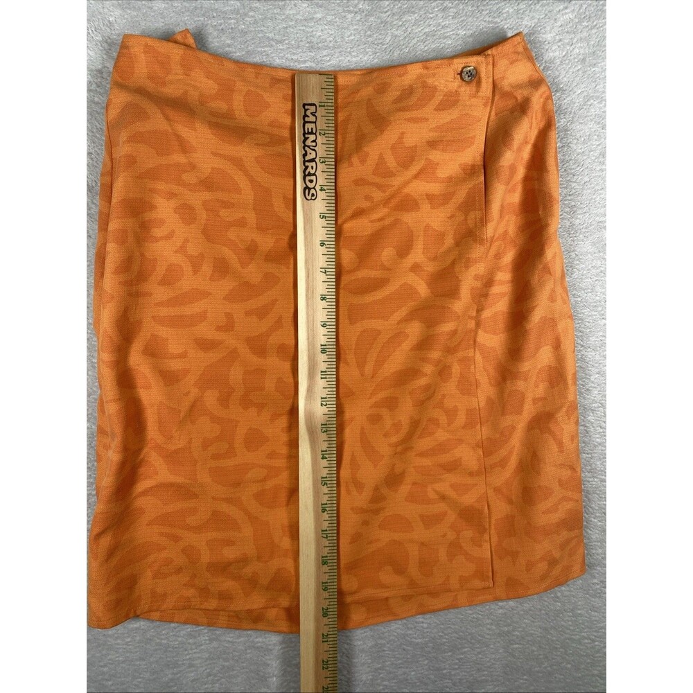 Columbia XCO Silk Wrap Skirt Women's Medium Orange Knee A-Line Tropical Resort - Picture 4 of 7